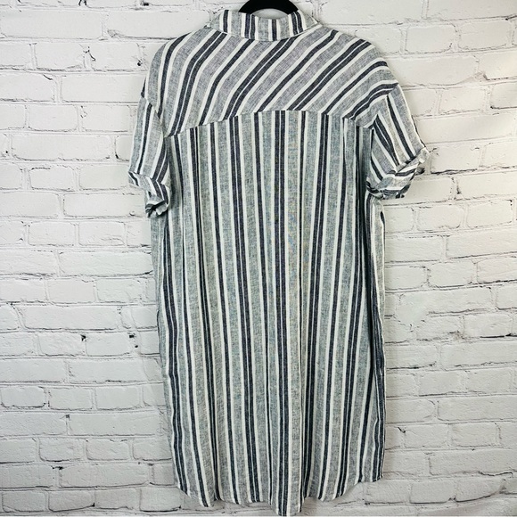 ADRIENNE VITTADINI LINEN STRIPED SHIRT DRESS SIZE (L) - Picture 6 of 12